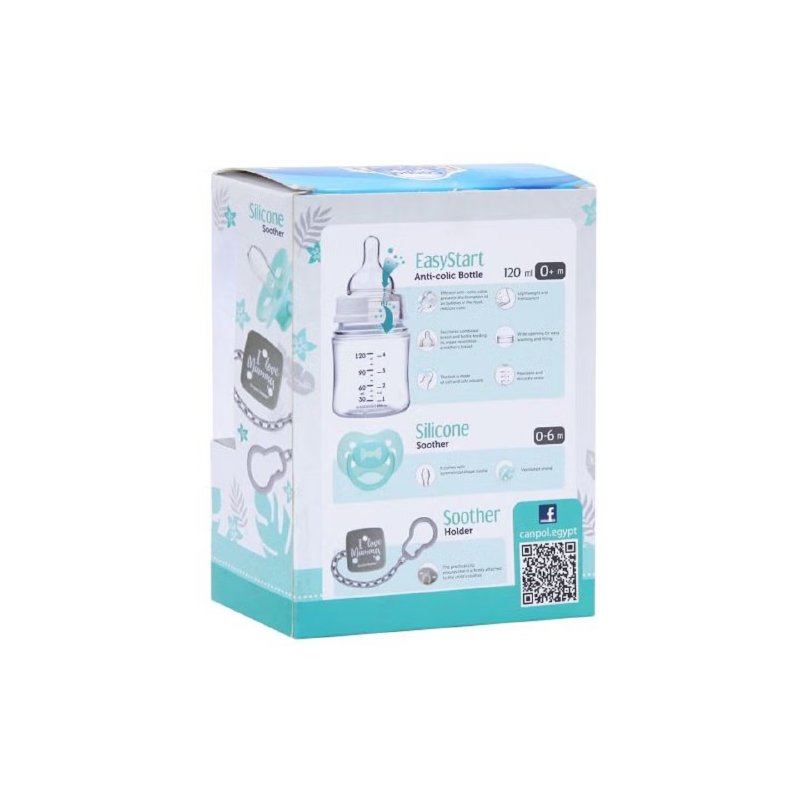 Newborn Gift Set + Anti-colic Bottle 0+m - 120 Ml + Silicone Soother 0-6m+ Soother Holder- Blue - Image 2