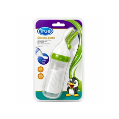 Silicone Feeding Bottle With Spoon 125ml - BPA Free - Green