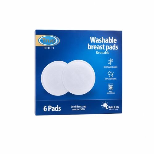 True Gold Washable Breast Pads - Reusable - 6 Pads